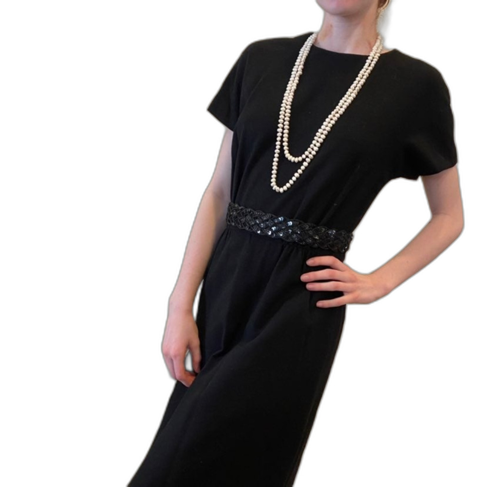Vintage Y2K 90s "Little Black Dress" Soft Wool Lined Sheath NEW Short Sleeve 14